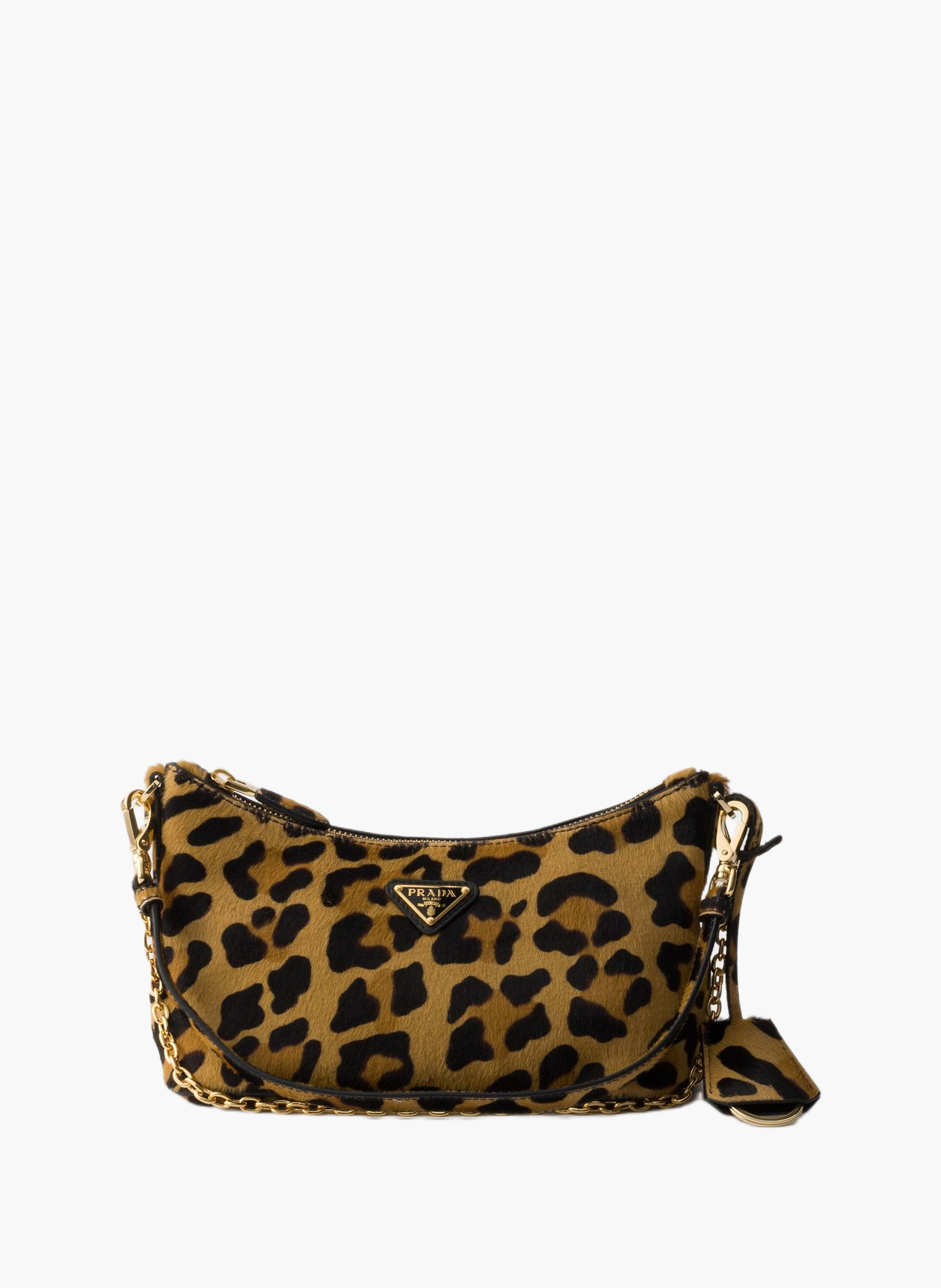 Mini sac en cuir à poil de veau imprimé PRADA Beige