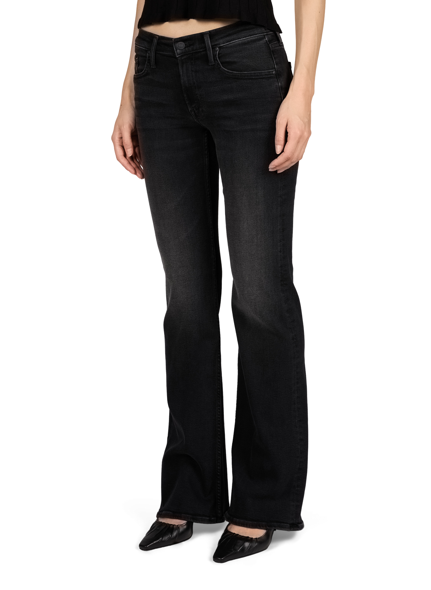 Flare cotton blend jeans. MOTHER Blue