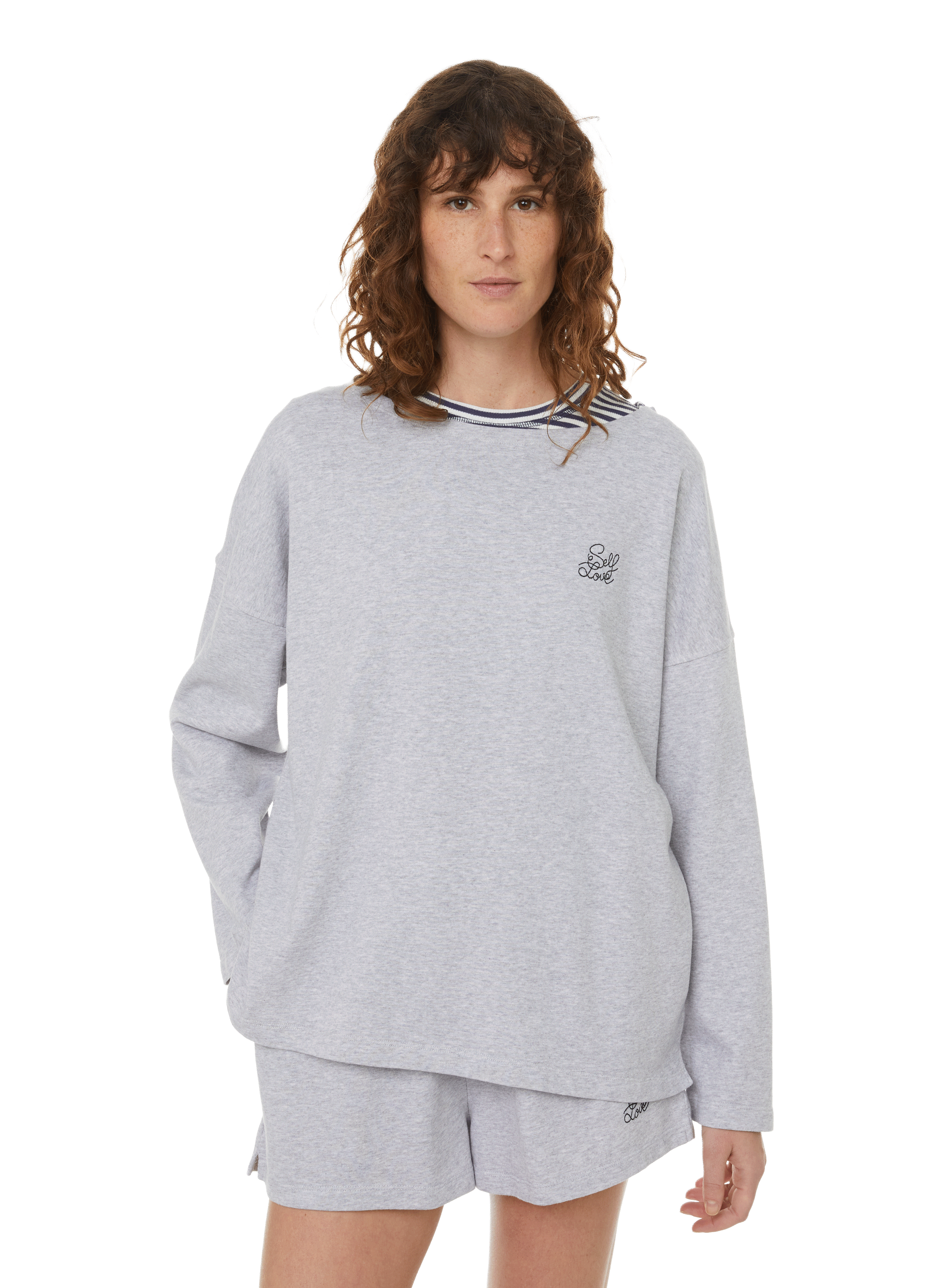 Sweatshirt Jossey Self love en coton MAISON LABICHE Gris