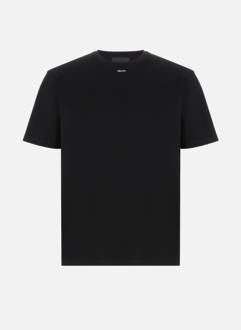 T-shirt droit en coton stretch NoirPRADA 