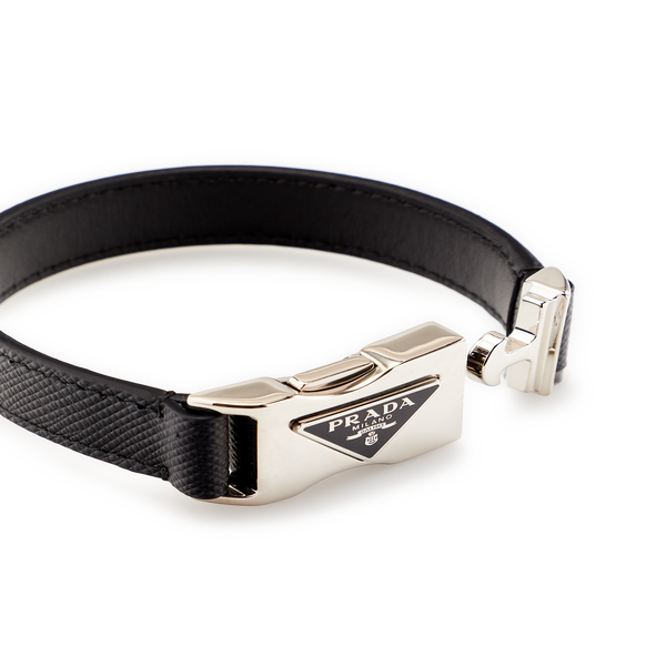 Prada Saffiano Leather Bracelet In Black