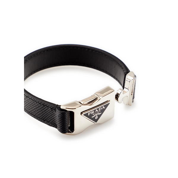 Prada Saffiano Leather Bracelet In Black