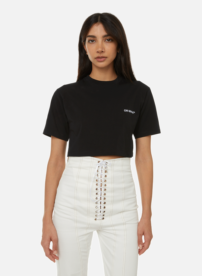 Cropped cotton T-shirt OFF-WHITE