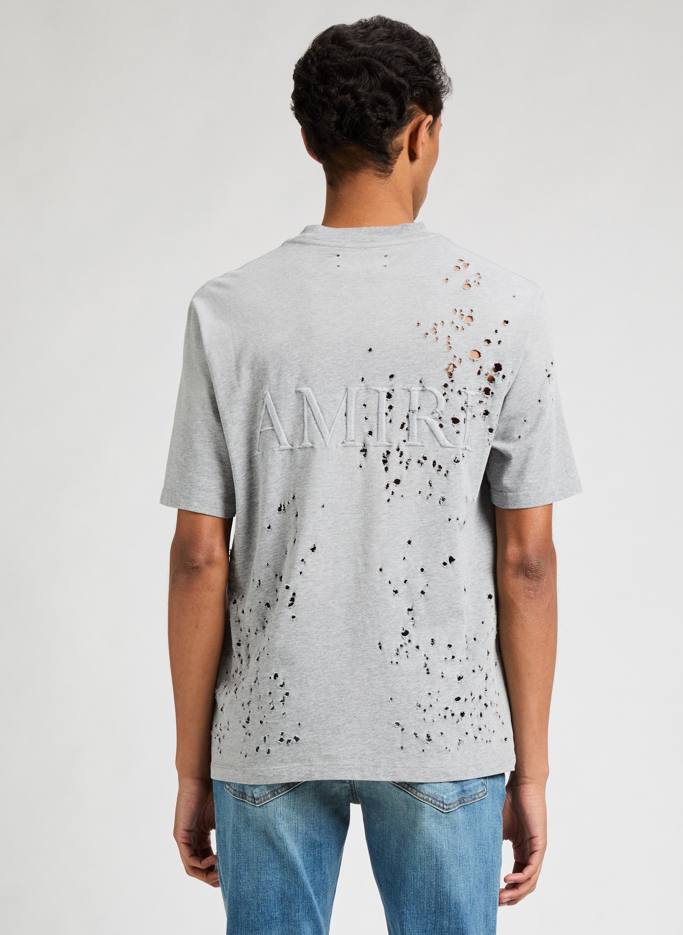 T-shirt effet destroy AMIRI Gris