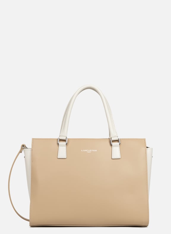 Grand sac cabas main - smooth Beige by LANCASTER LANCASTER Grand sac cabas main - smooth Beige