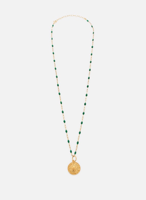 Necklace with natural stones Shield of Achilles Green by HERMINA ATHENS HERMINA ATHENS Necklace with natural stones Shield of Achilles Green