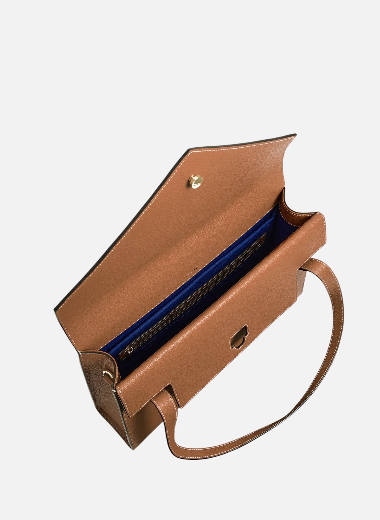 Porte documents double rabat porté épaule emilie en cuir grainé LE TANNEUR Marron