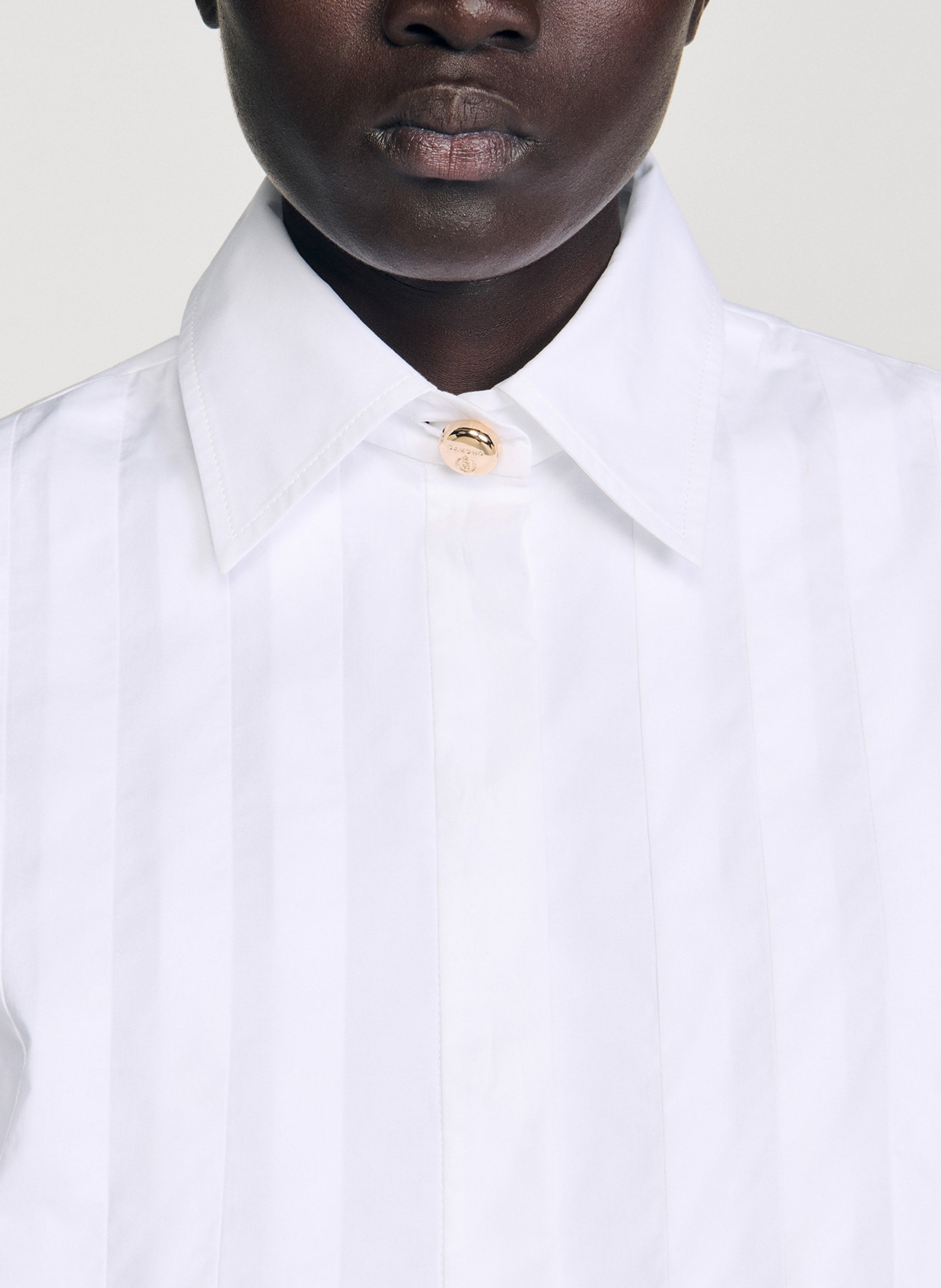 Chemise col classique en coton SANDRO Blanc