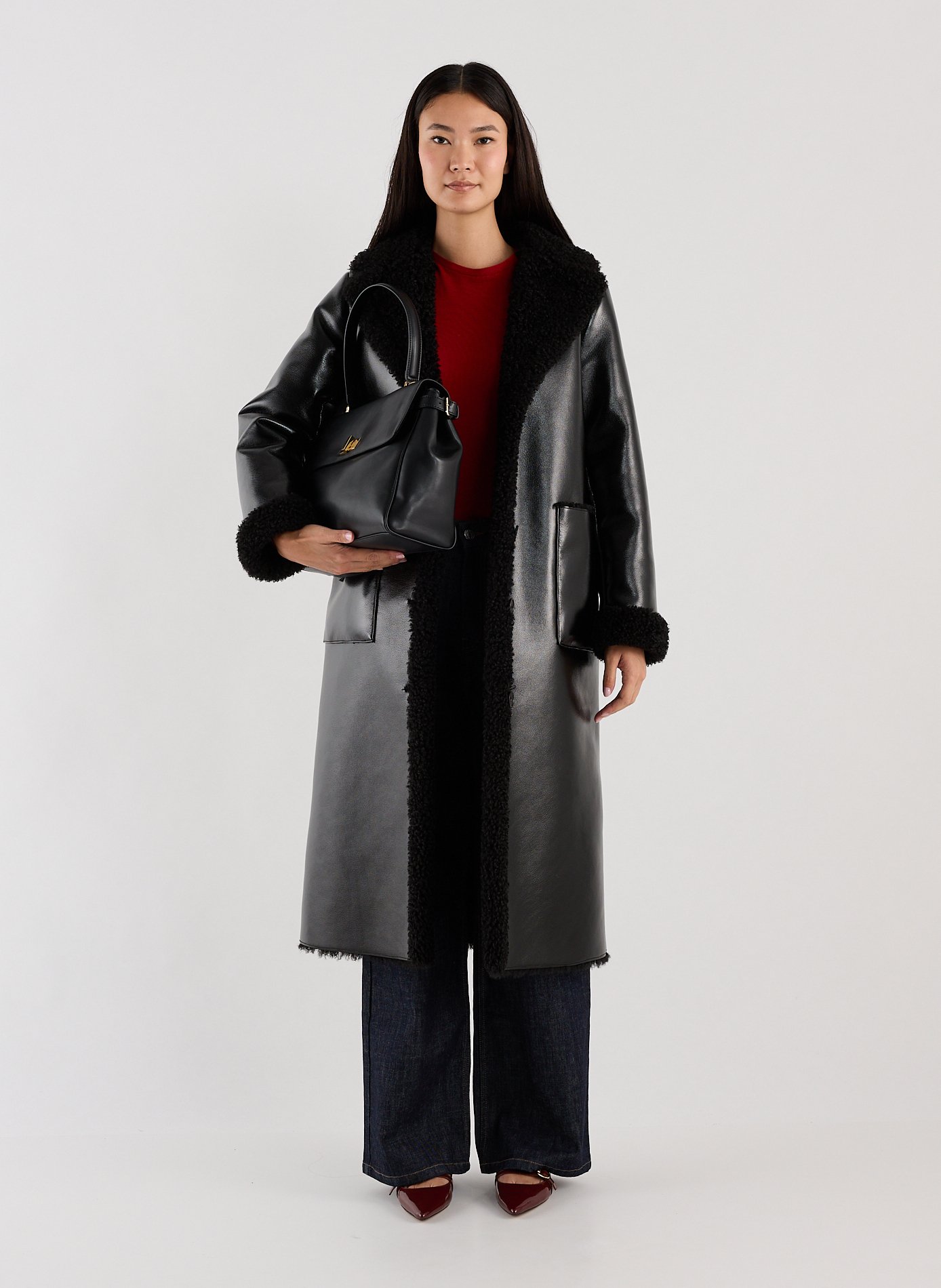 Manteau long Wendy verni  SAISON 1865 Noir