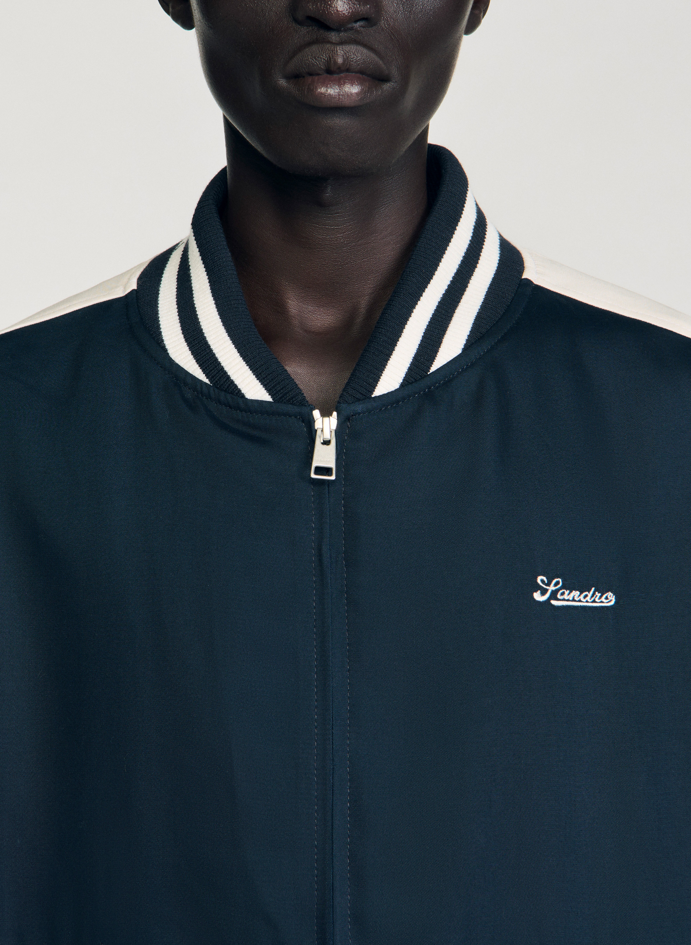 Veste droite col teddy SANDRO Bleu