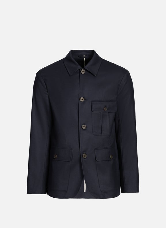 Veste col classique en laine mélangée Bleu by EMPORIO ARMANI EMPORIO ARMANI Veste col classique en laine mélangée Bleu
