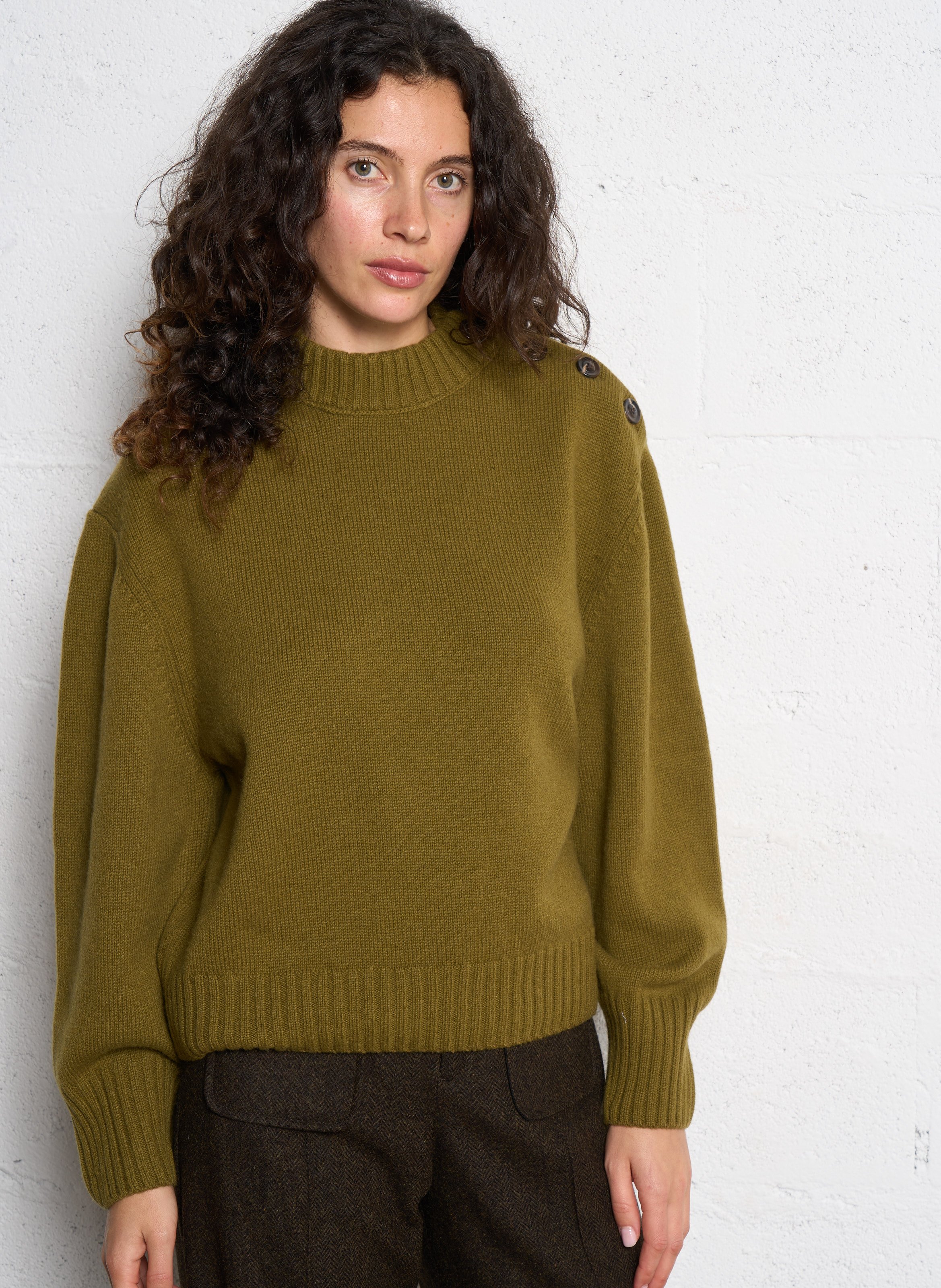 Pull col rond en laine sacha SOEUR Marron