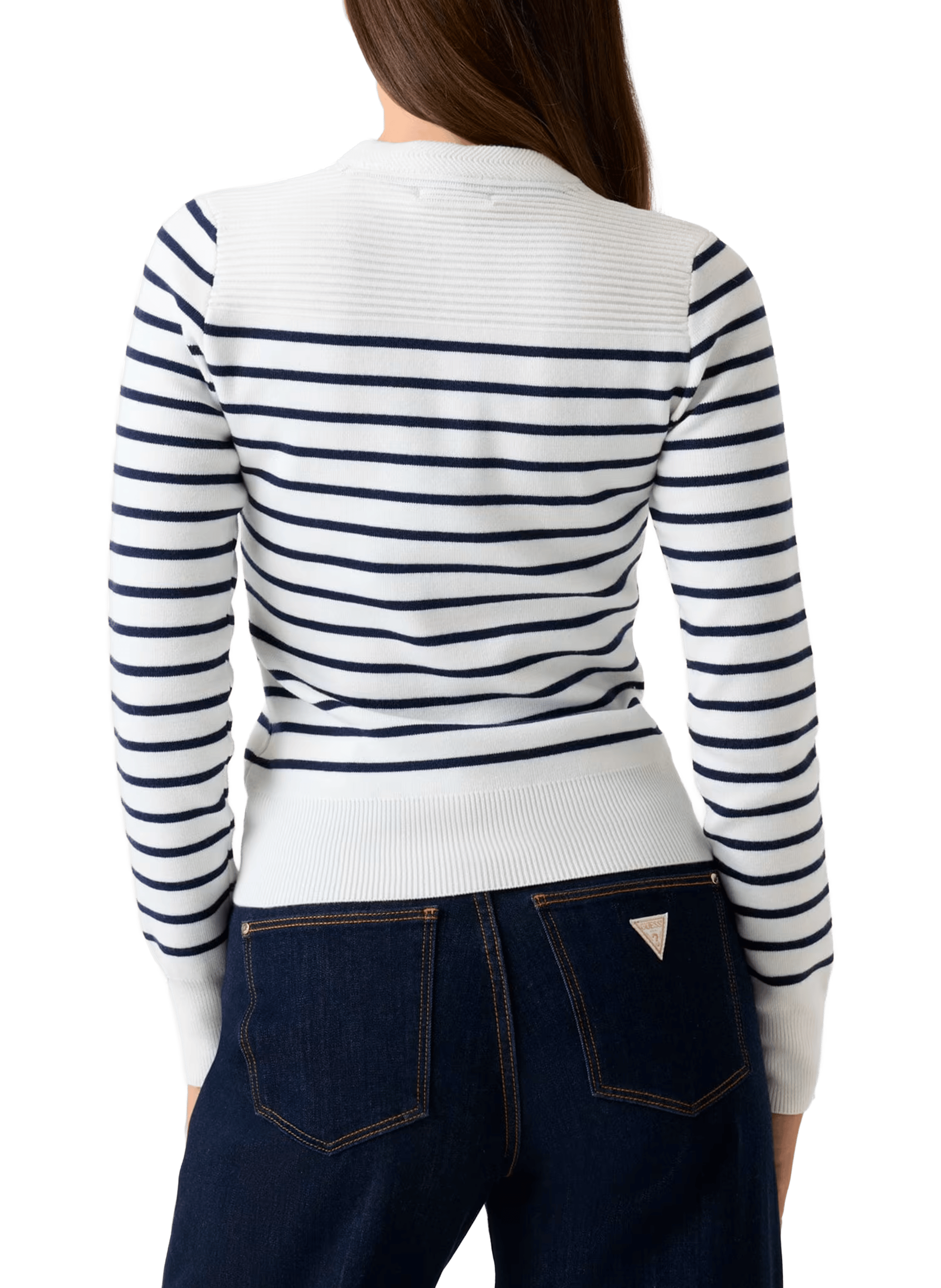 Pull col rond à rayures GUESS Multicolore