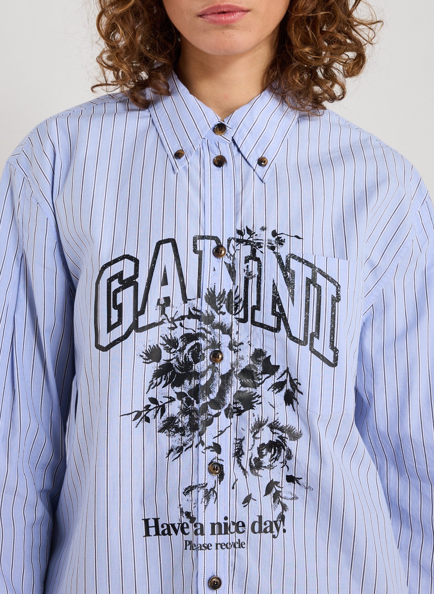Cotton Shirt GANNI Blue