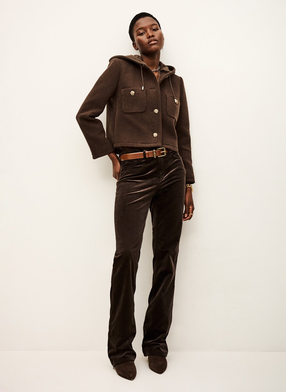 Veste courte boutonnée à capuche merry BA&SH Marron