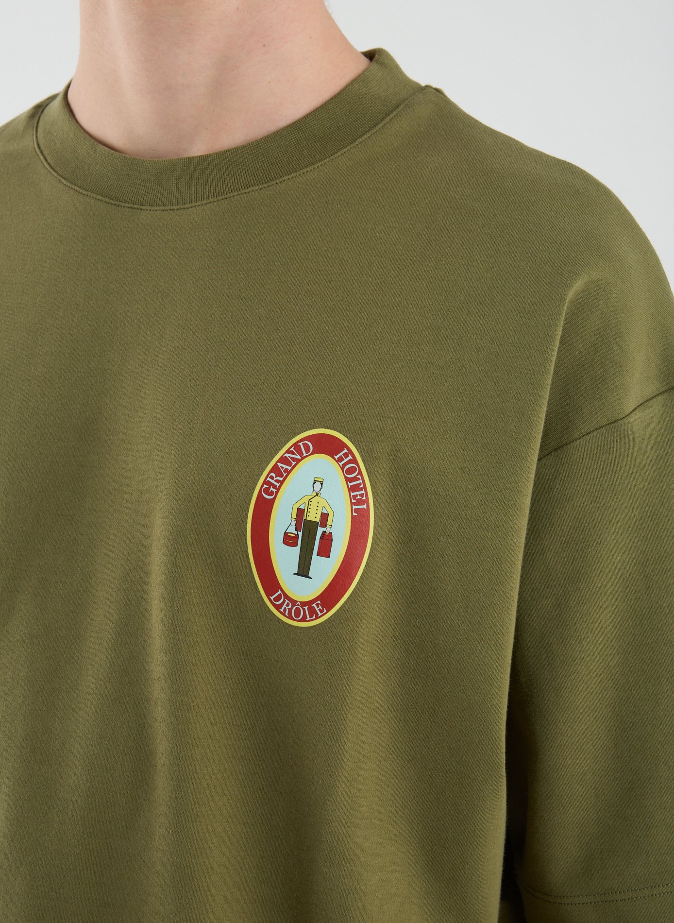 T-Shirt ample sérigraphié en coton DROLE DE MONSIEUR Kaki