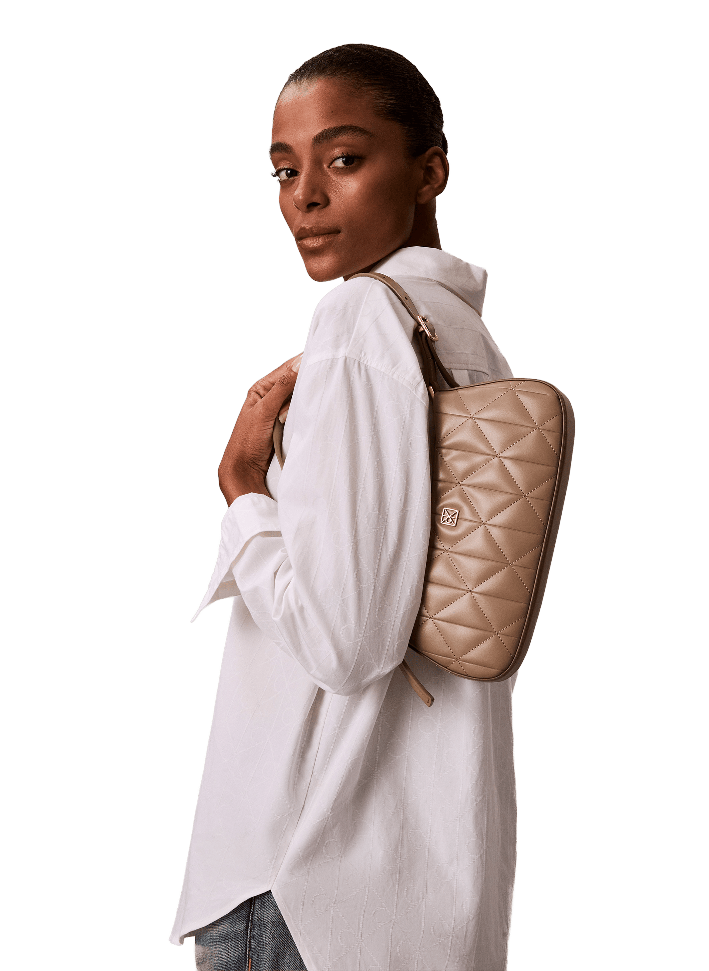 Quilted shoulder bag CALVIN KLEIN Beige
