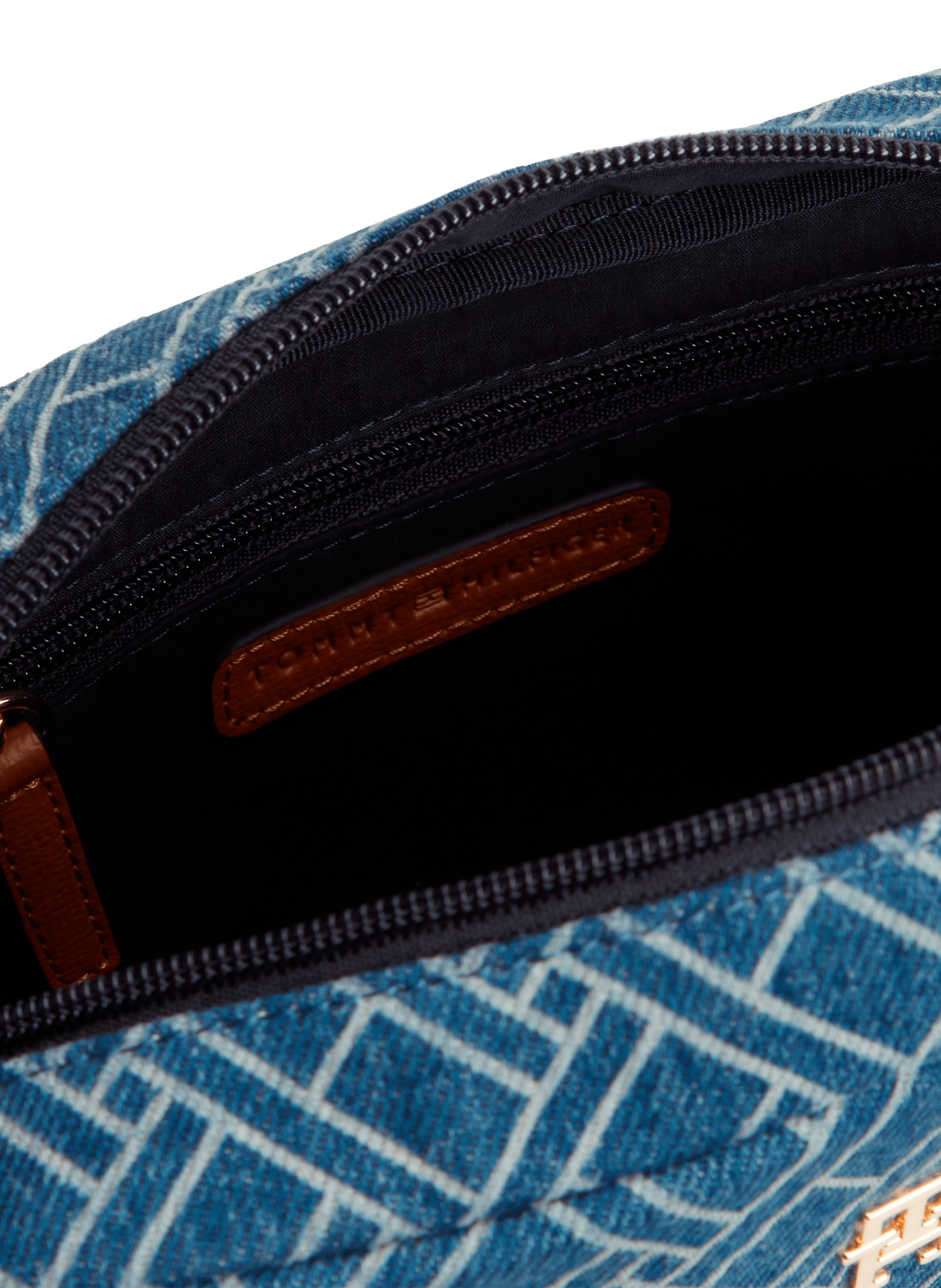 Sac à bandoulière à imprimé monogramme en coton TOMMY HILFIGER Bleu