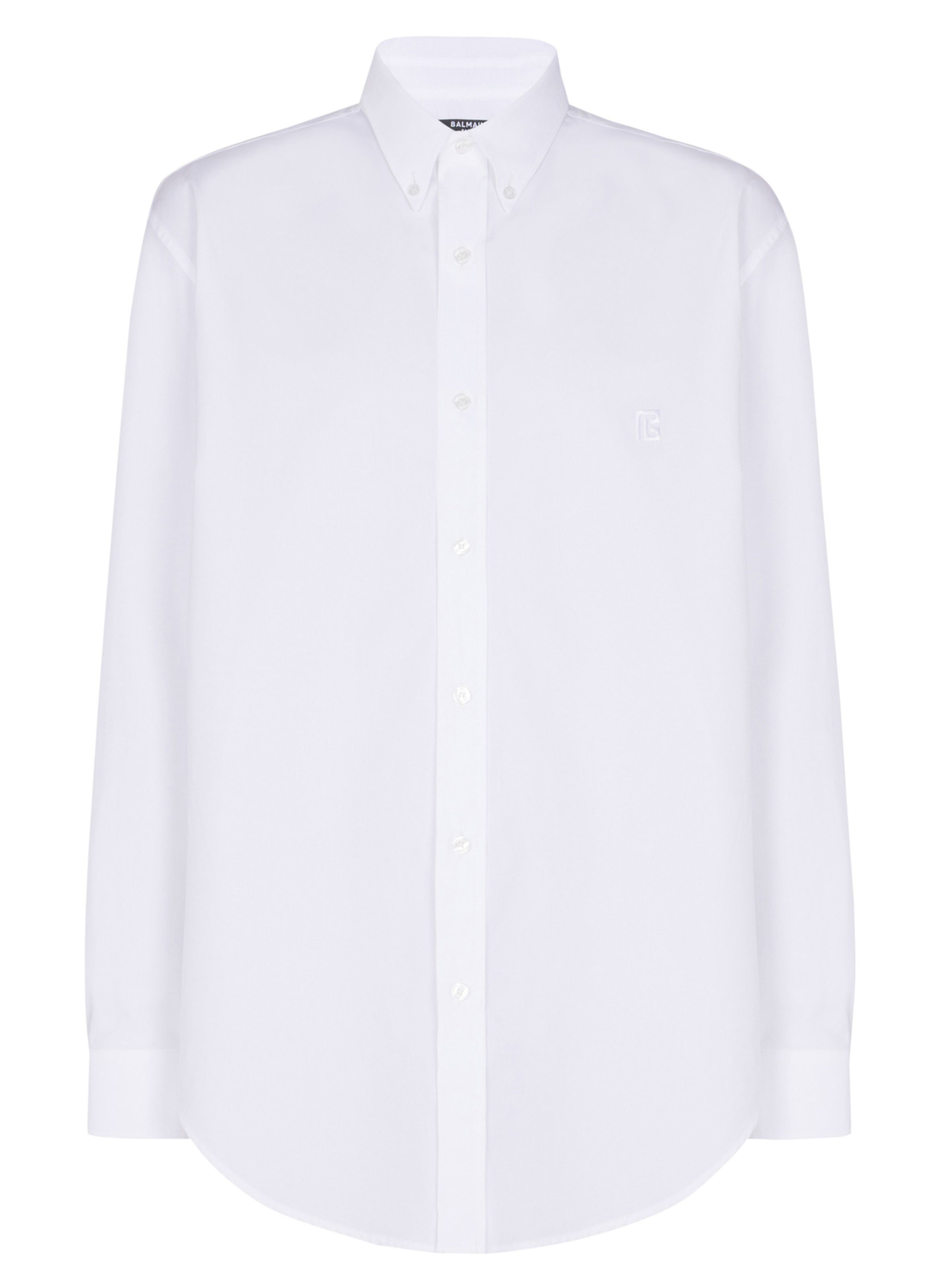 Chemise en popeline de coton BALMAIN Blanc