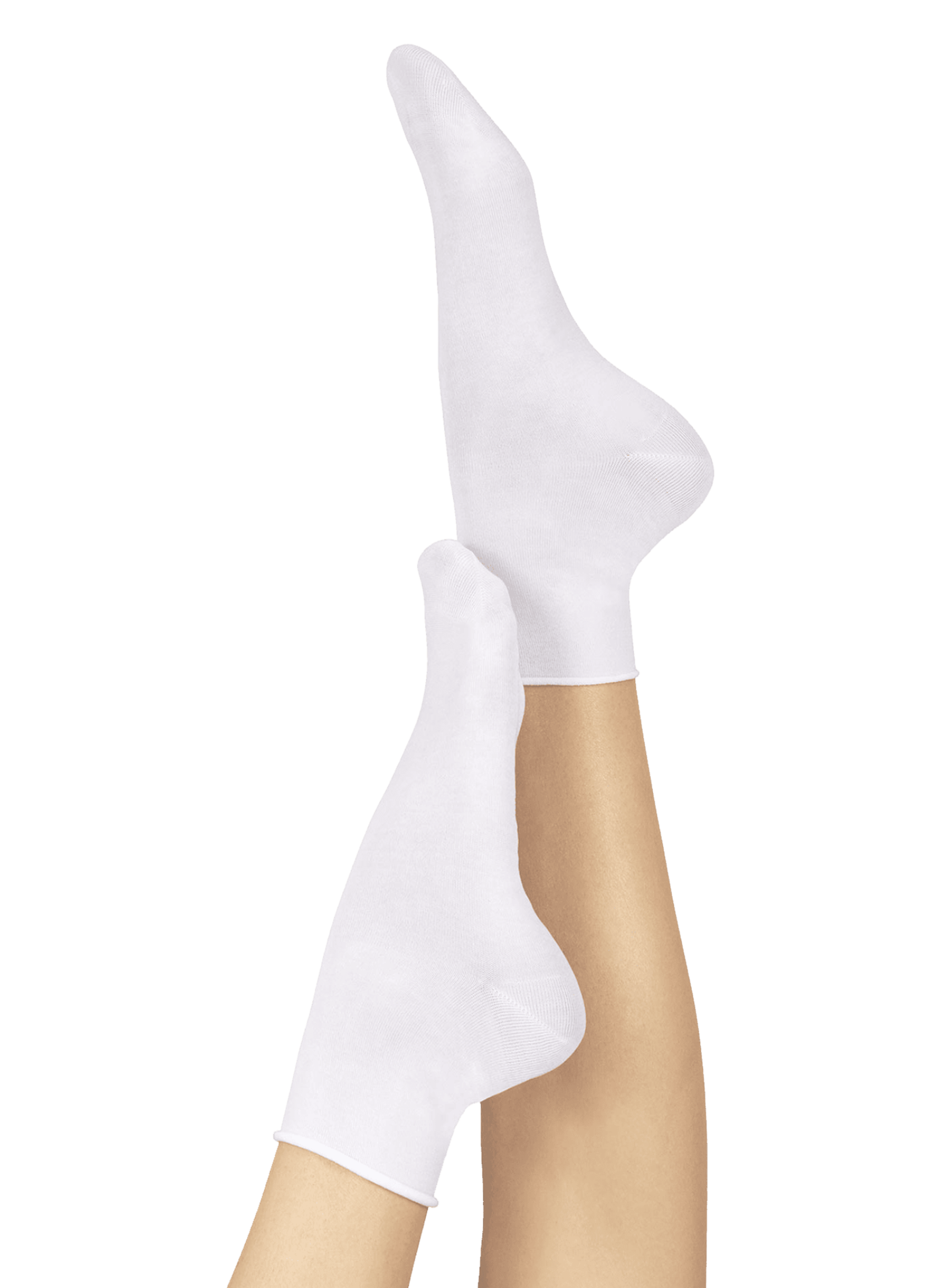 Chaussettes basses unies bords enroulés LE BOURGET Blanc