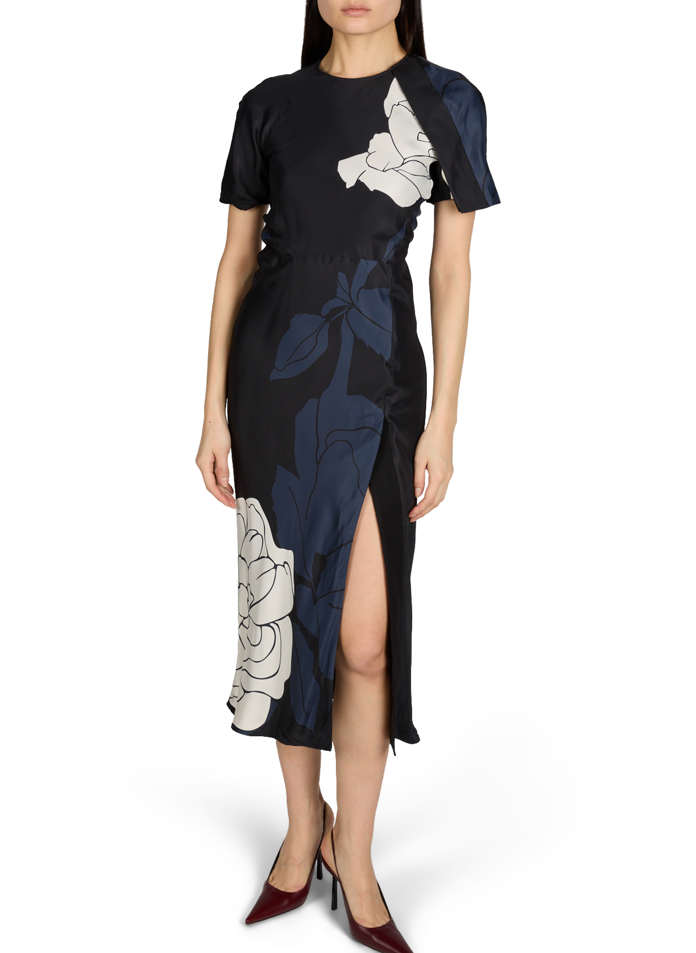 Robe longue manches courtes à col rond VICTORIA BECKHAM Multicolore