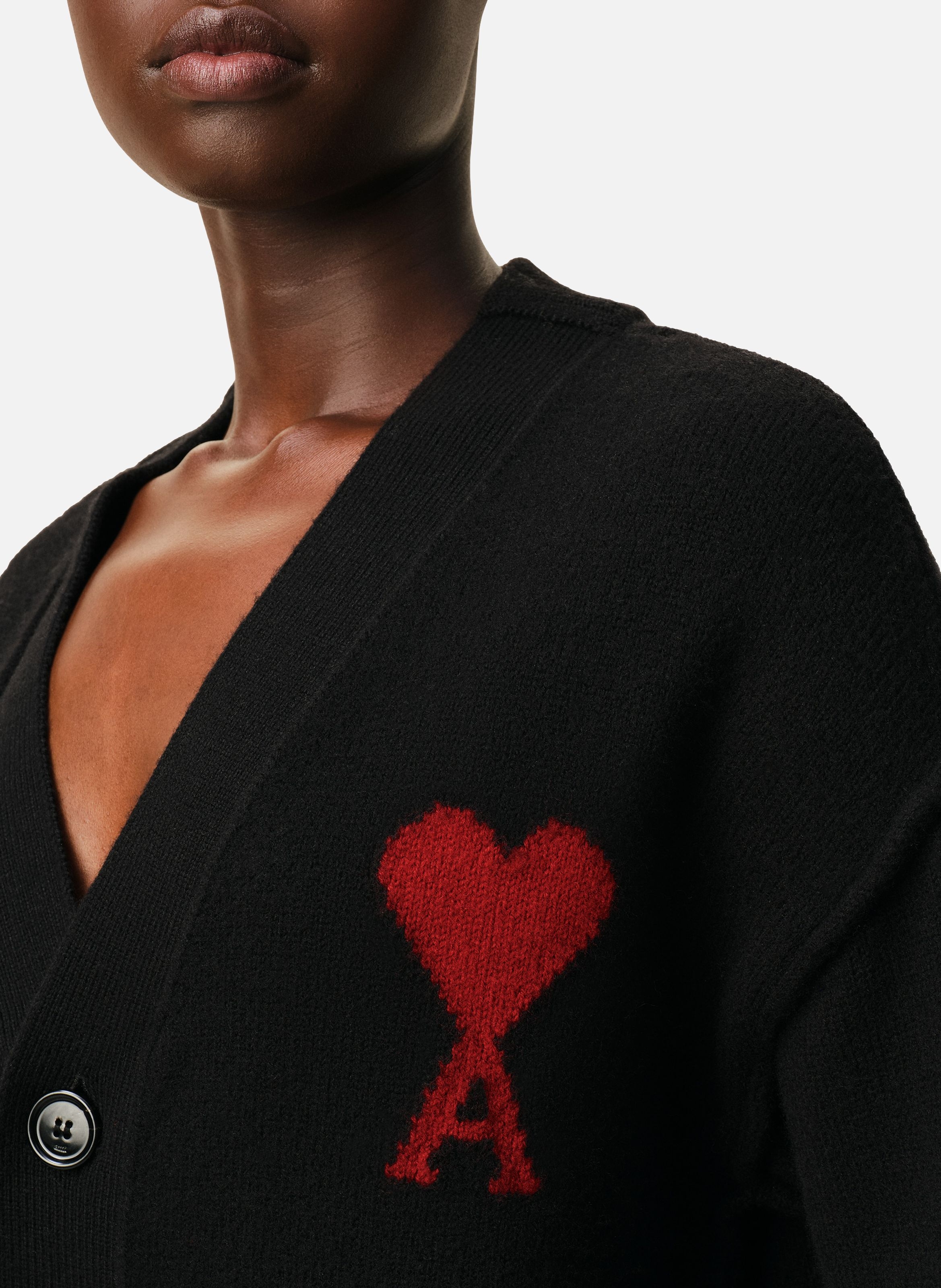 Cardigan Ami De Coeur En Laine unisexe AMI PARIS Noir