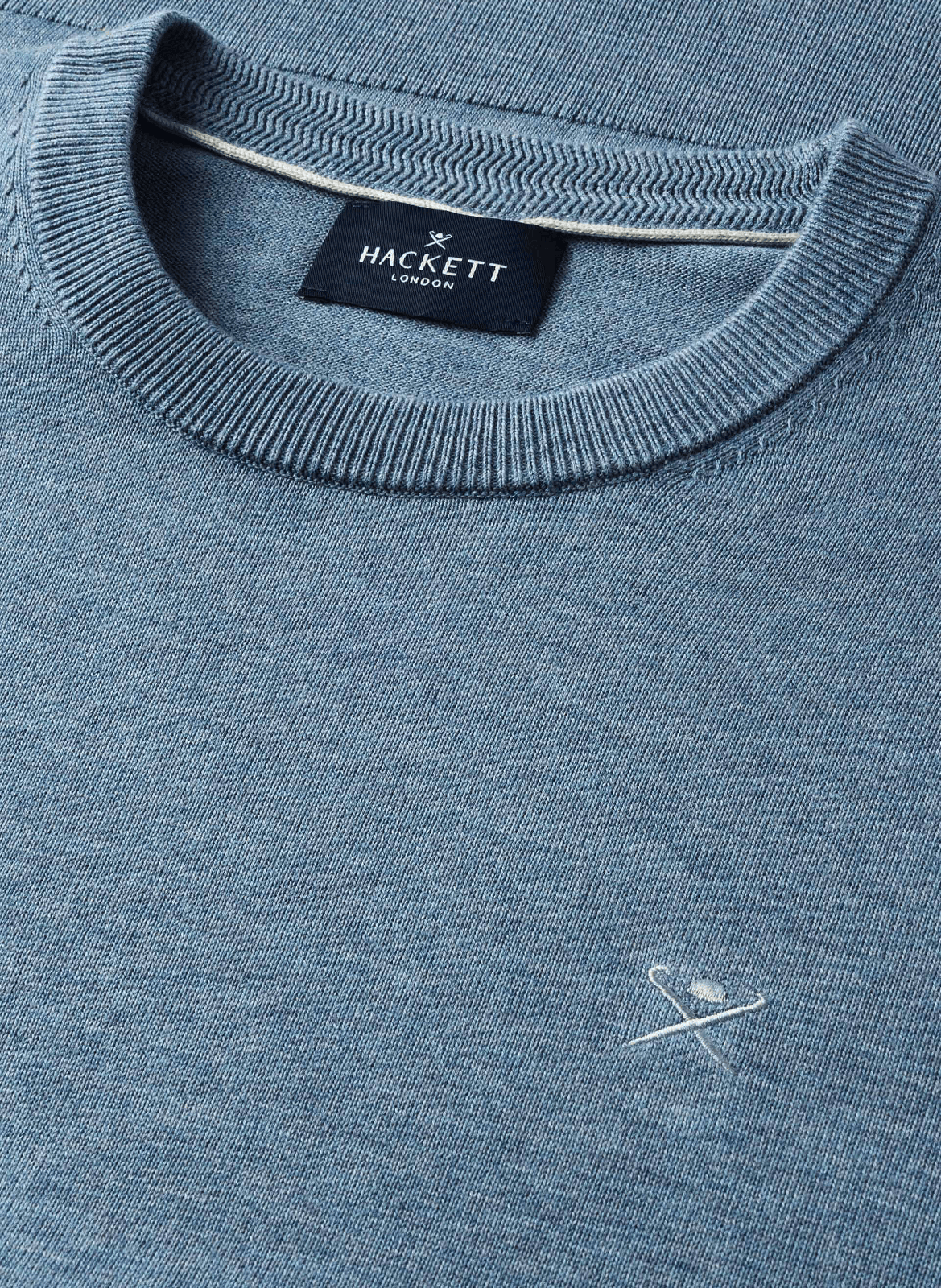 Round neck sweater in cotton and silk HACKETT Blue