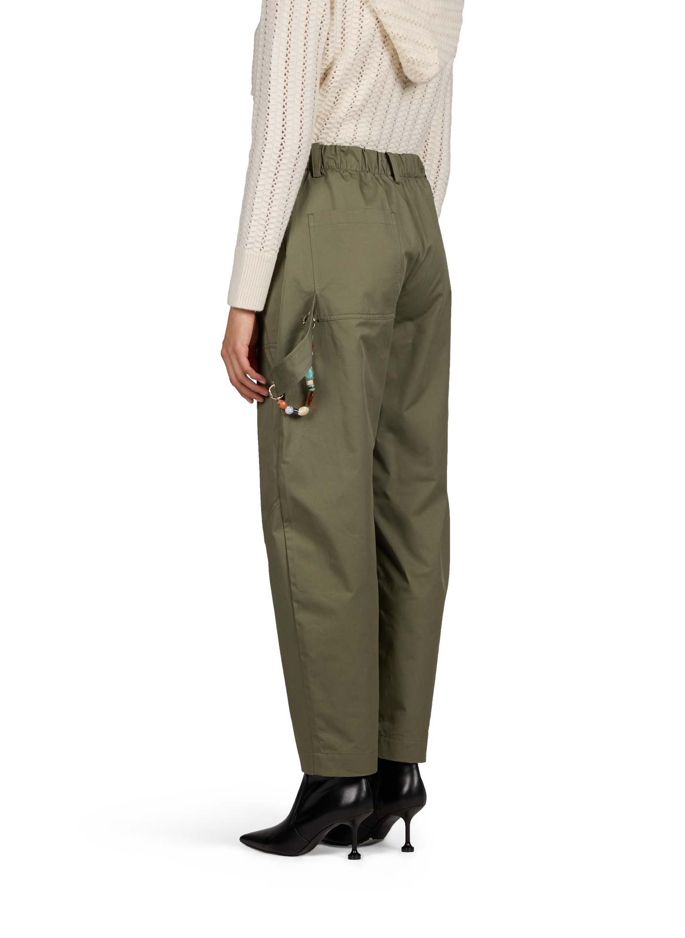 Wide cargo pants with pearl embellishments in cotton BERENICE Khaki