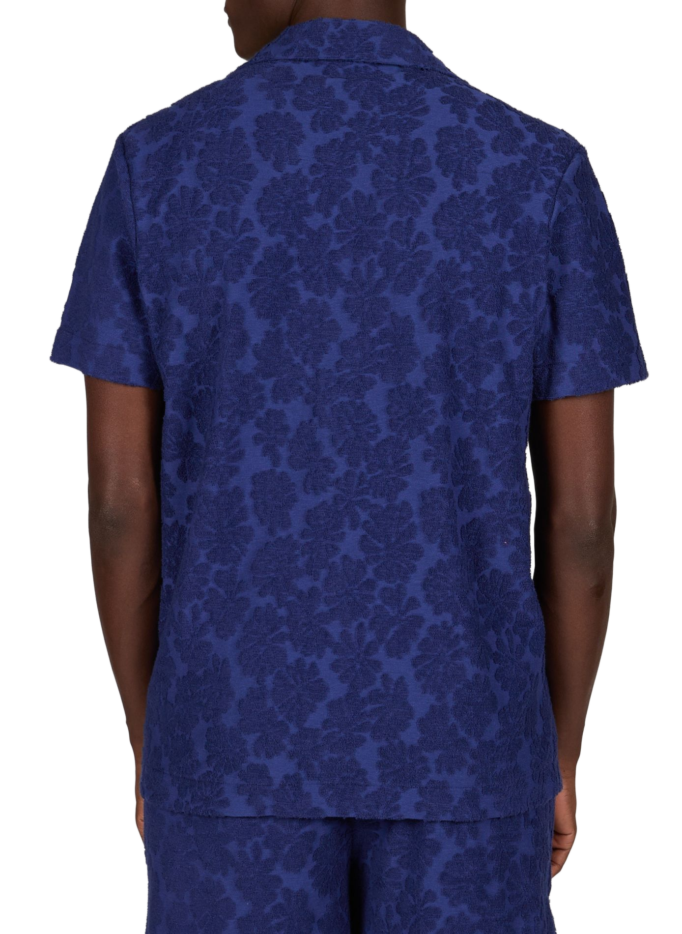 Straight Cuban collar shirt in jacquard loop pile MAISON LABICHE Blue