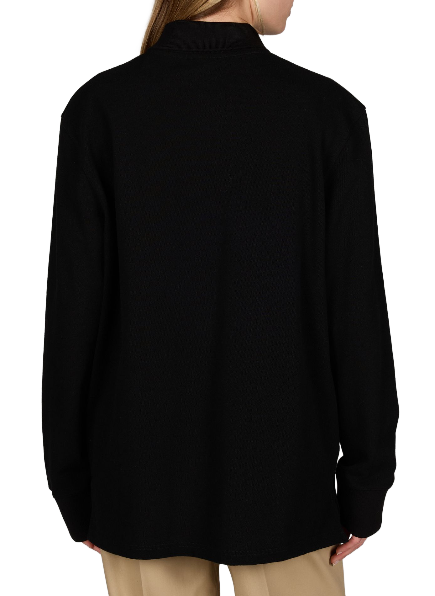 Polo droit en coton COURRÈGES Noir