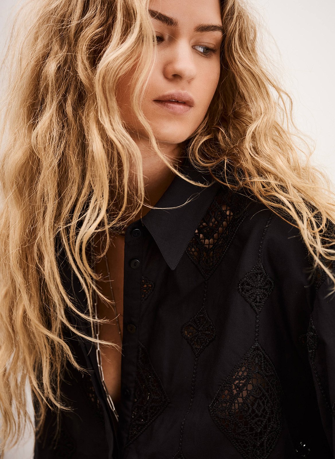 Chemise en coton mélangé muriel Noir