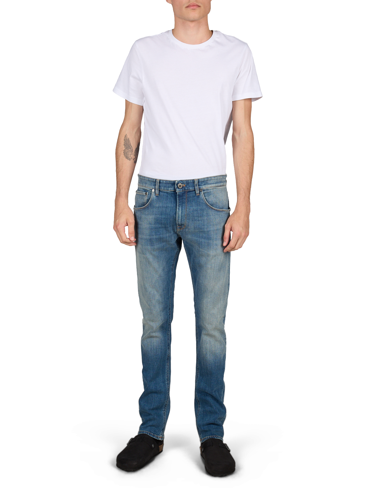 Jean droit en coton mélangé PT01 Bleu