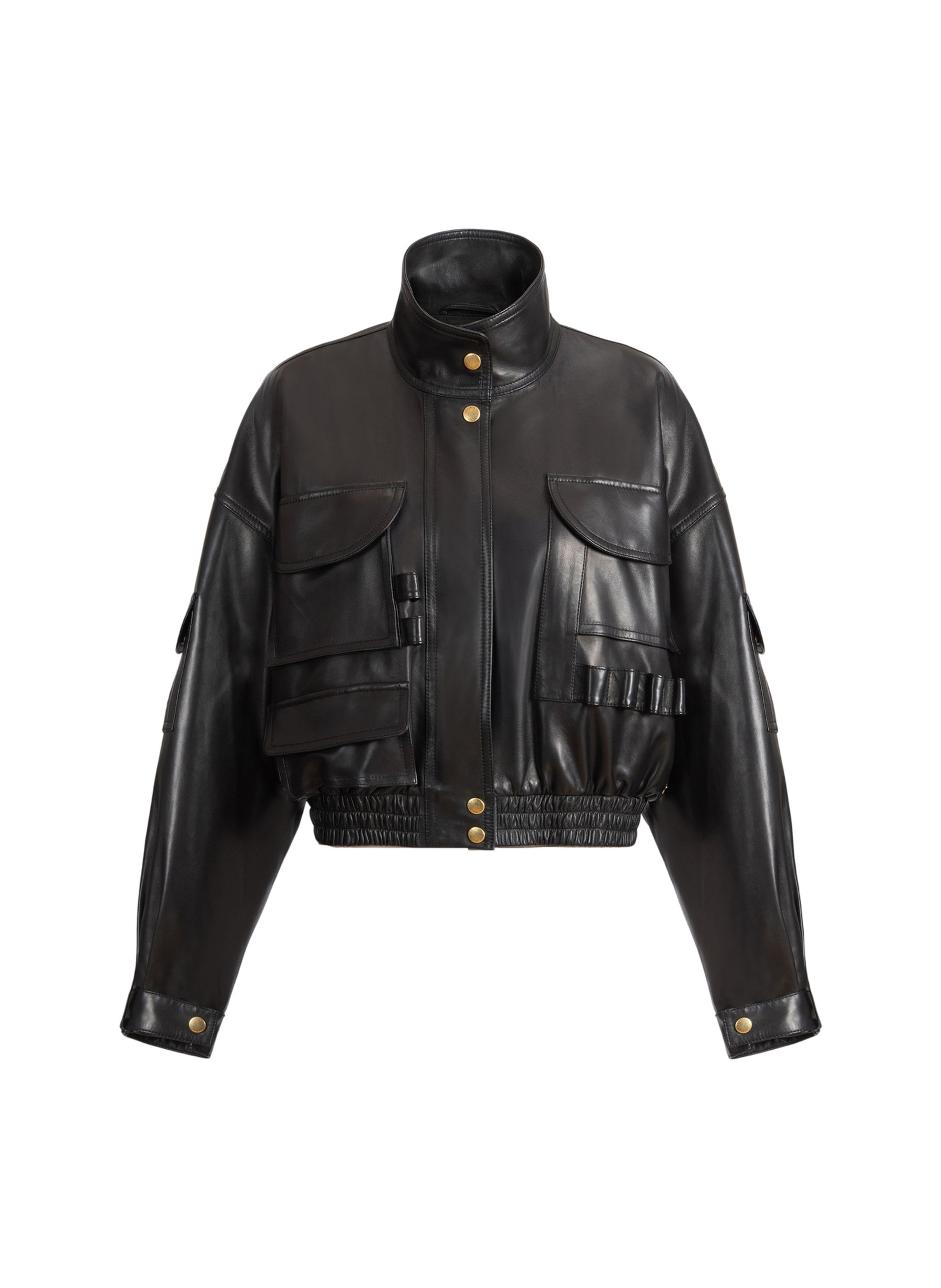 Bomber en cuir d’agneau BALMAIN Noir