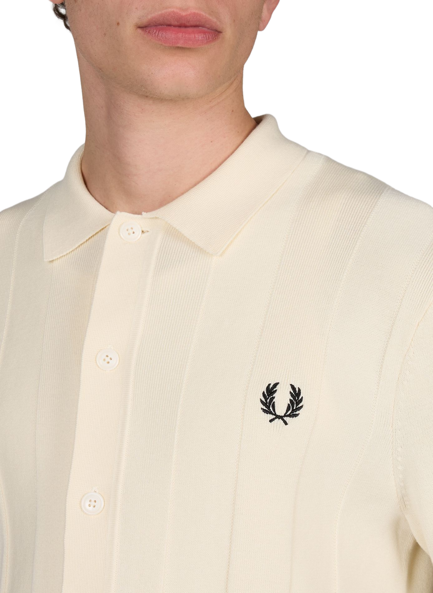 Tone-on-tone striped knitted cotton polo FRED PERRY Beige
