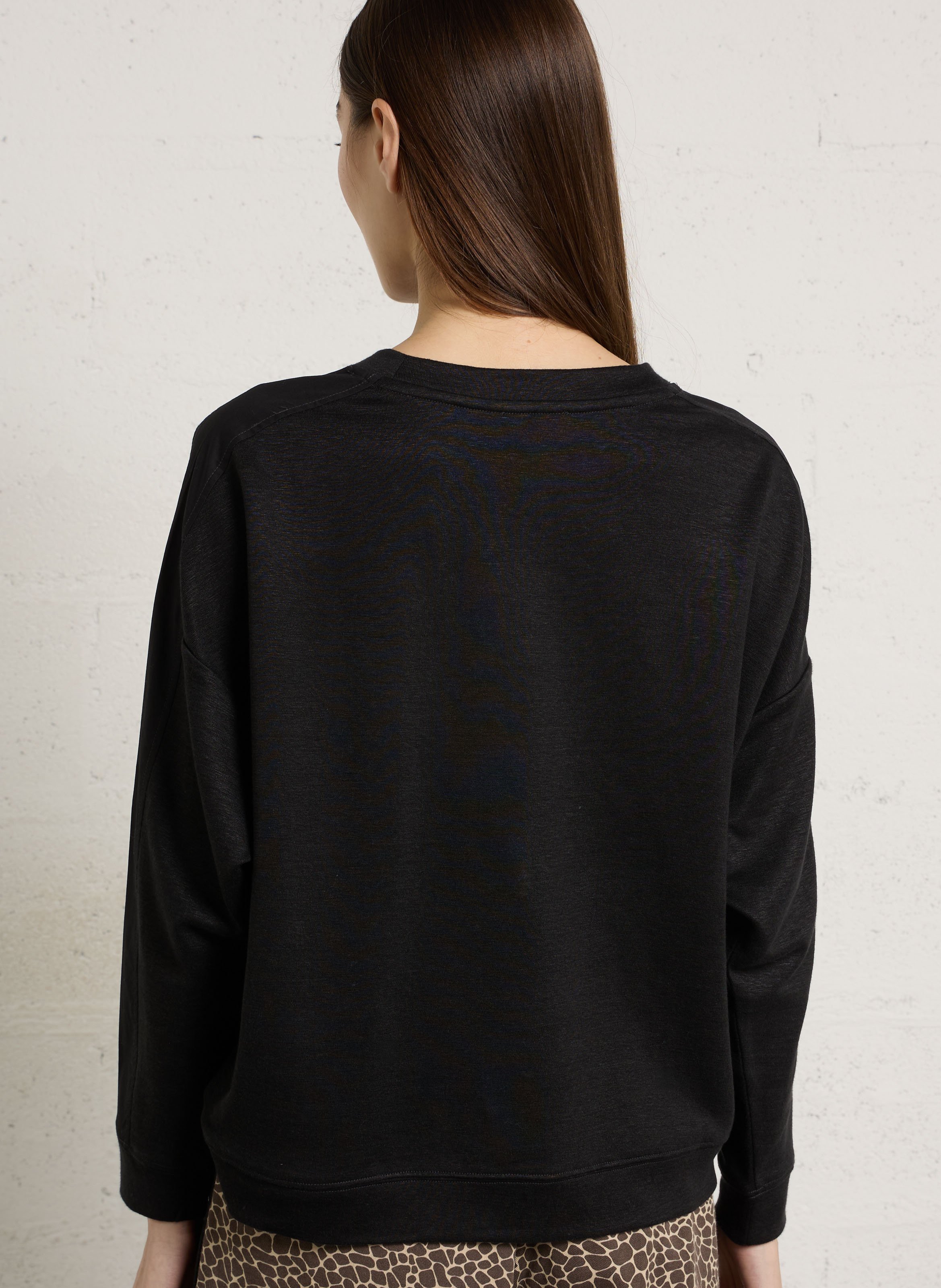 Tee-shirt col rond en lin mélangé lisa MAISON 123 Noir