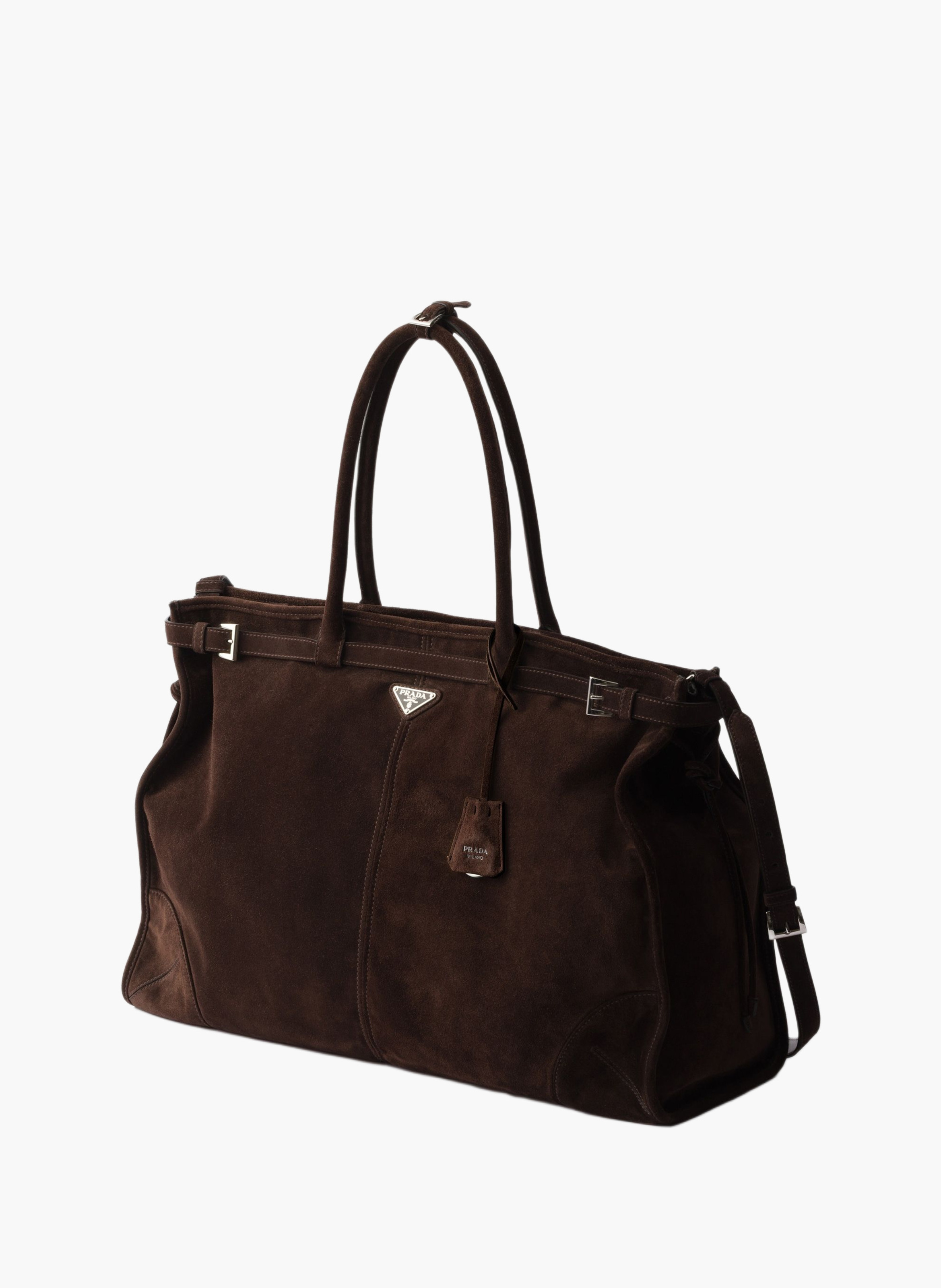 Cabas prada bonnie en suède PRADA Marron
