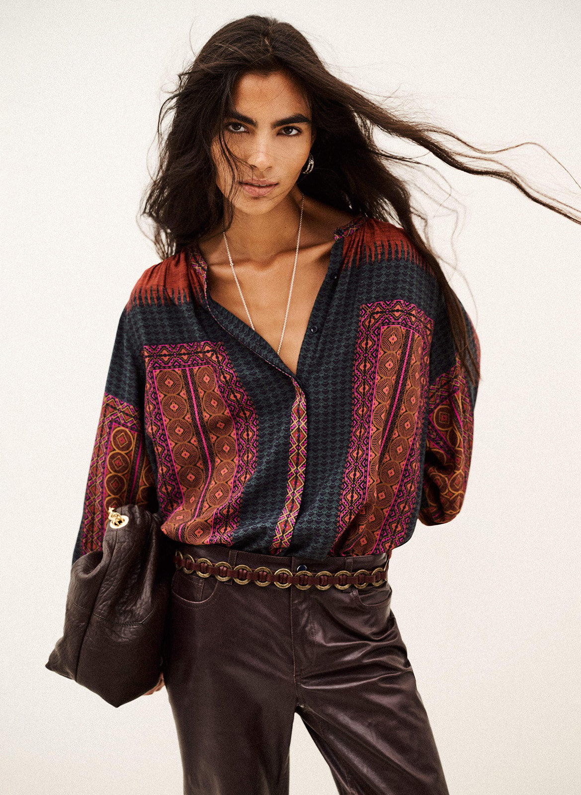 Blouse ample imprimée col rond olivio BA&SH Rouge
