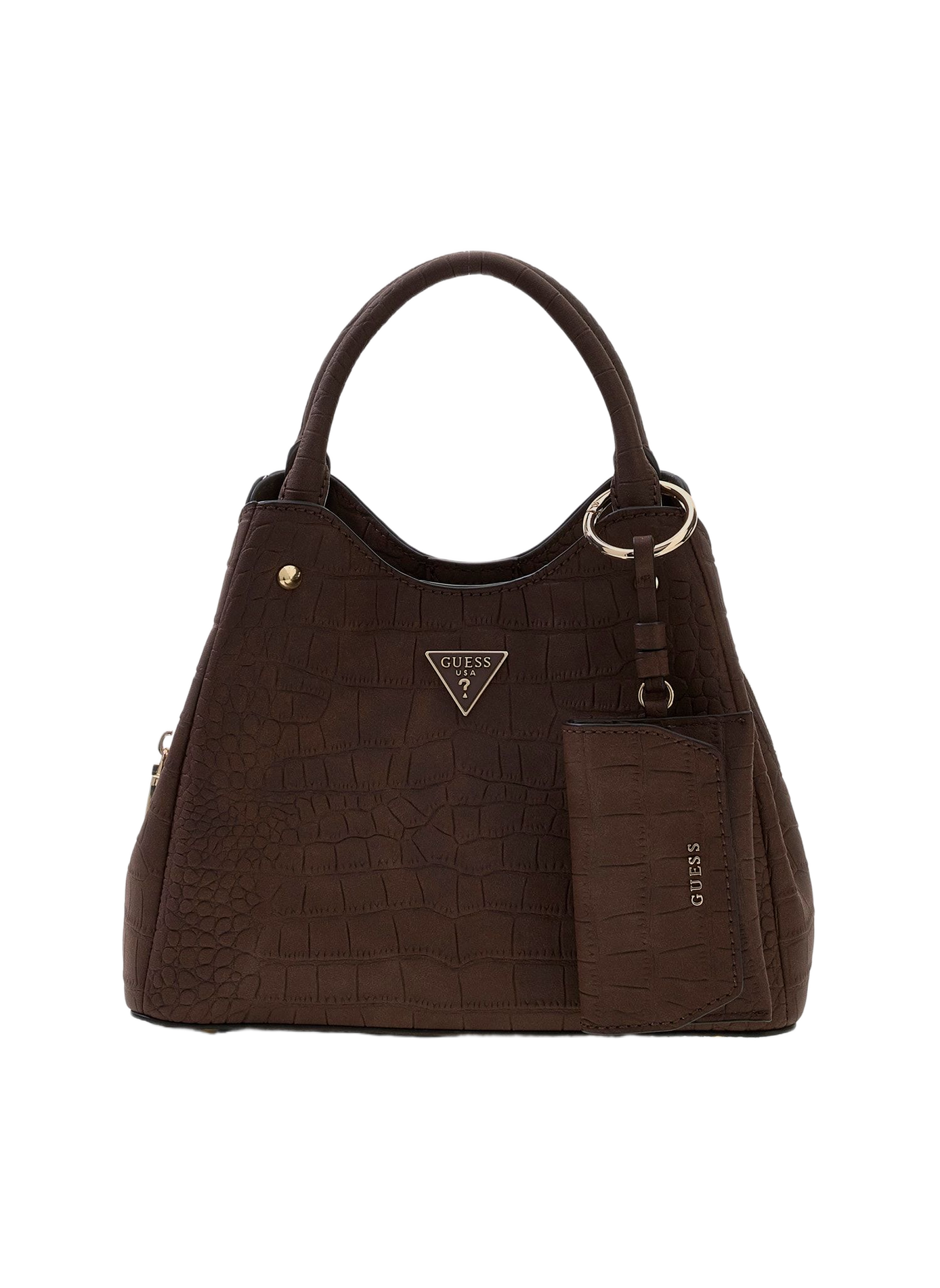Sac à main effet croco GUESS Marron