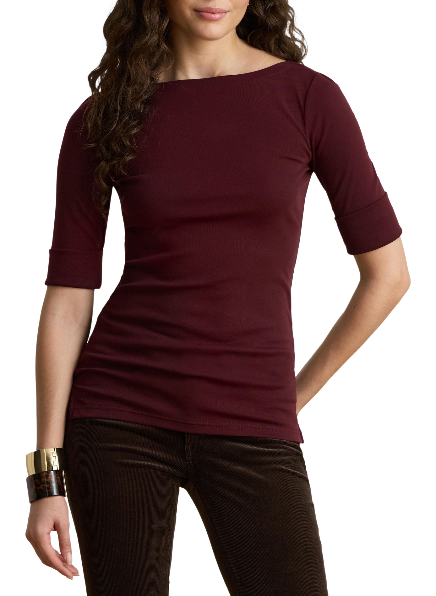 Camiseta de algodón mezclado LAUREN Rojo