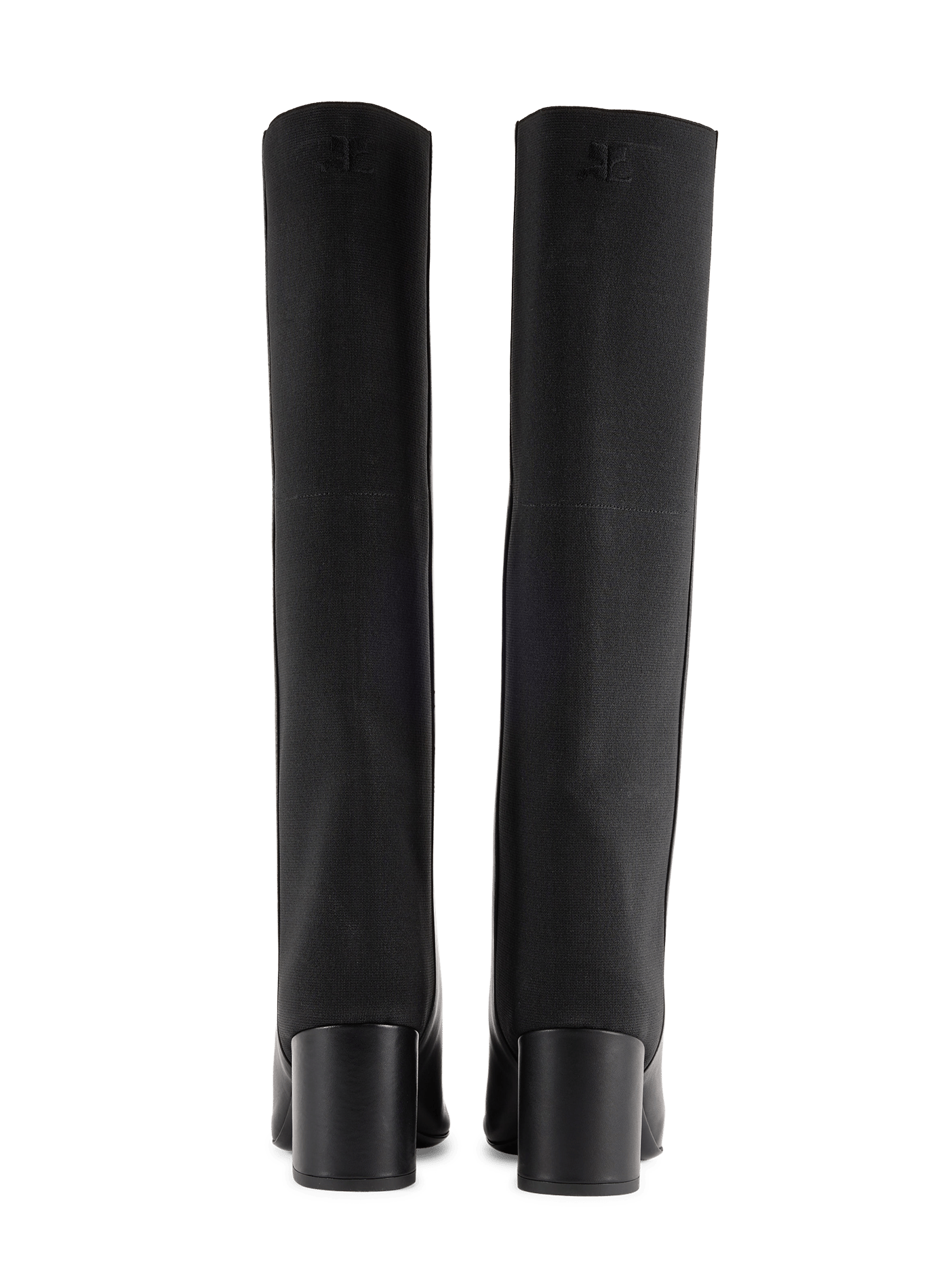 High leather boots with elastic inserts COURRÈGES Black