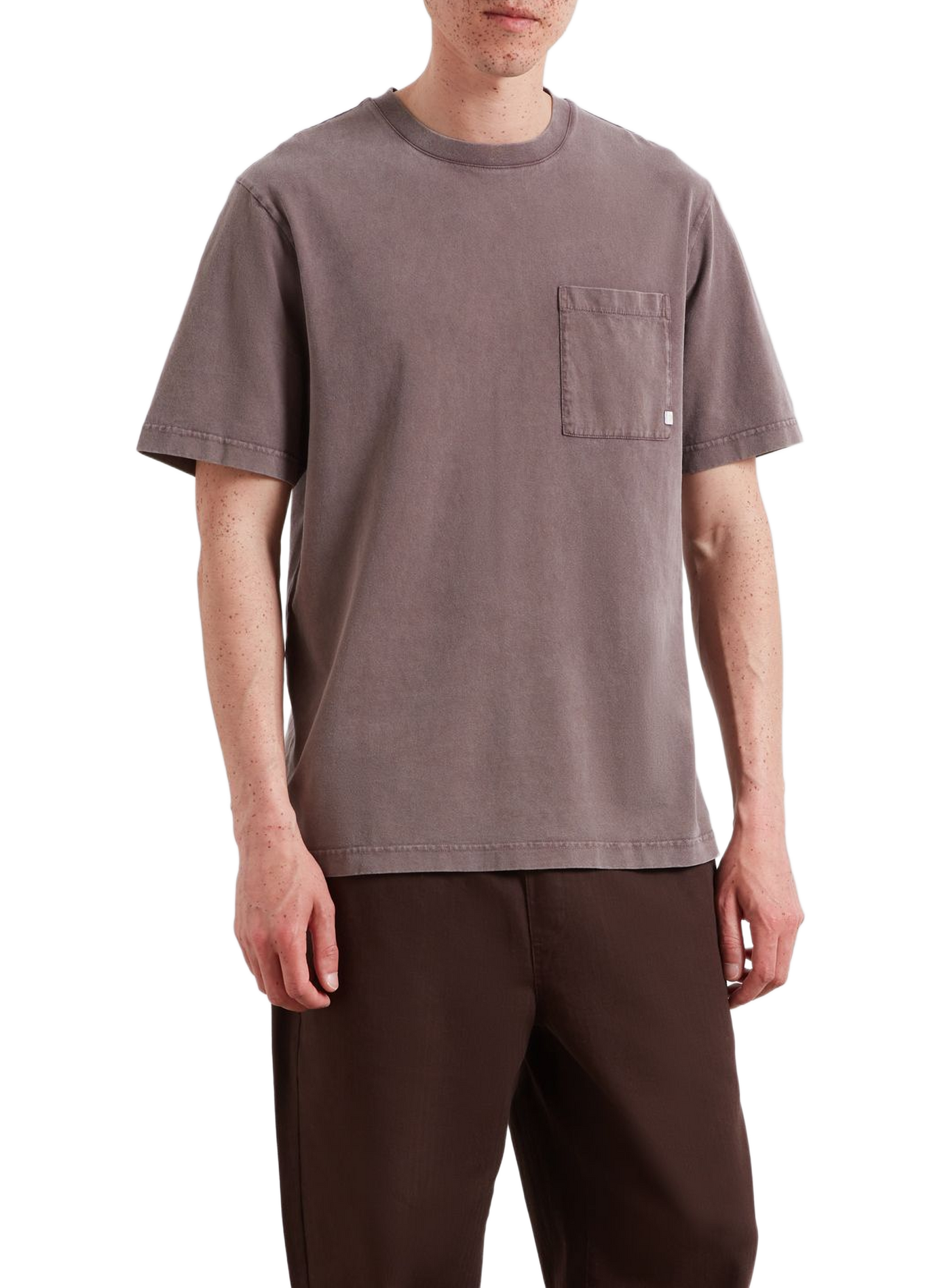 T-shirt droit à logo brodé en coton FARAH Bruin