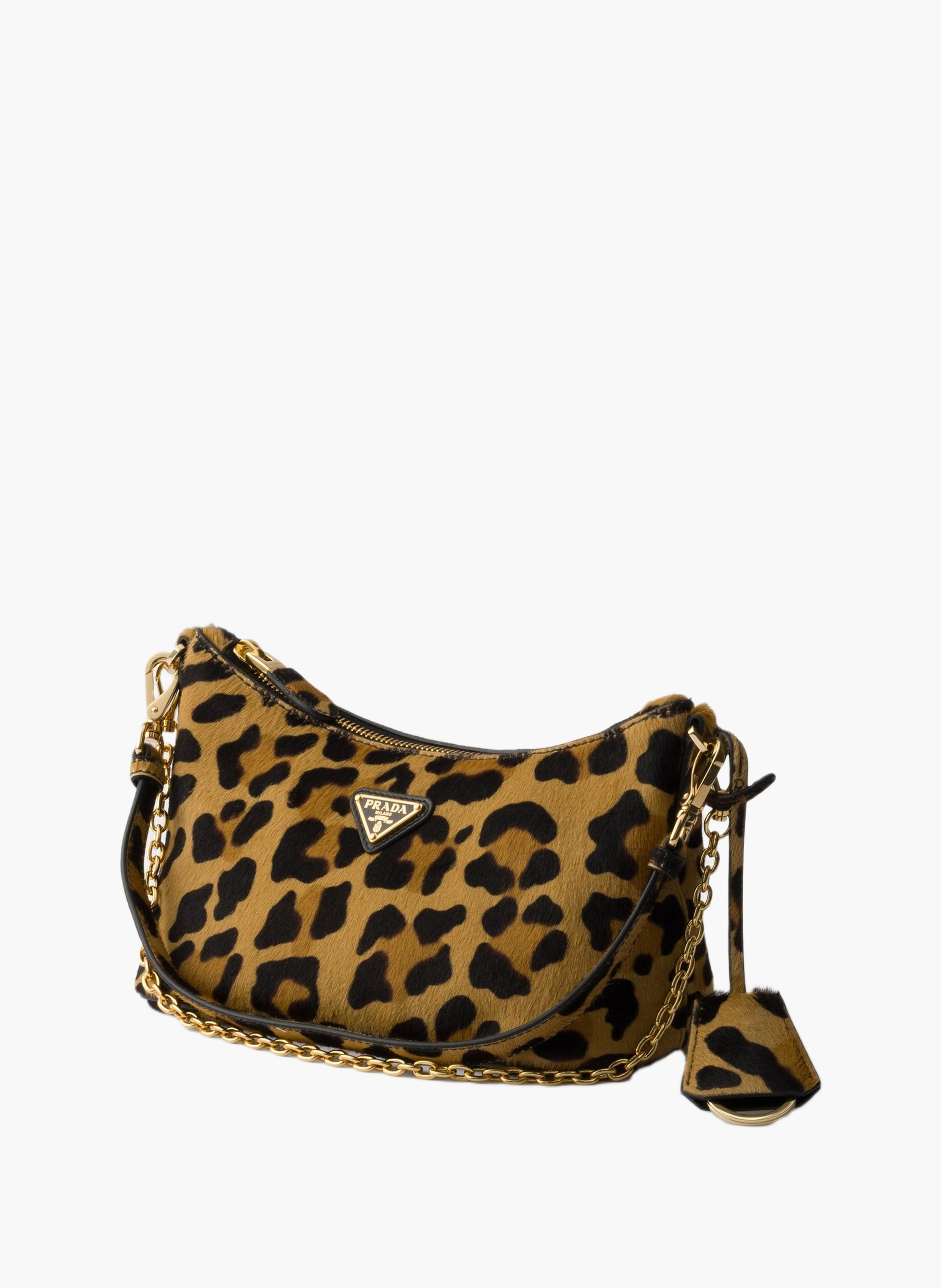 Mini sac en cuir à poil de veau imprimé PRADA Beige