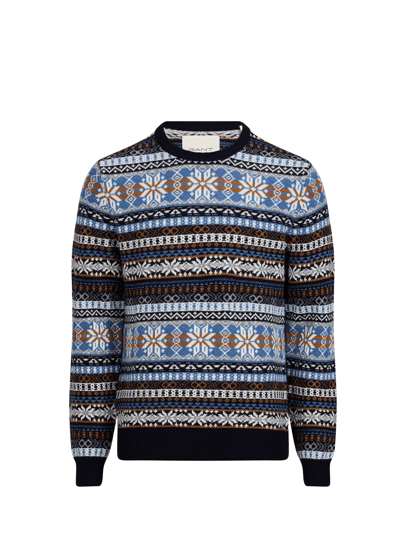 Pull col rond en laine mélangée GANT Bleu