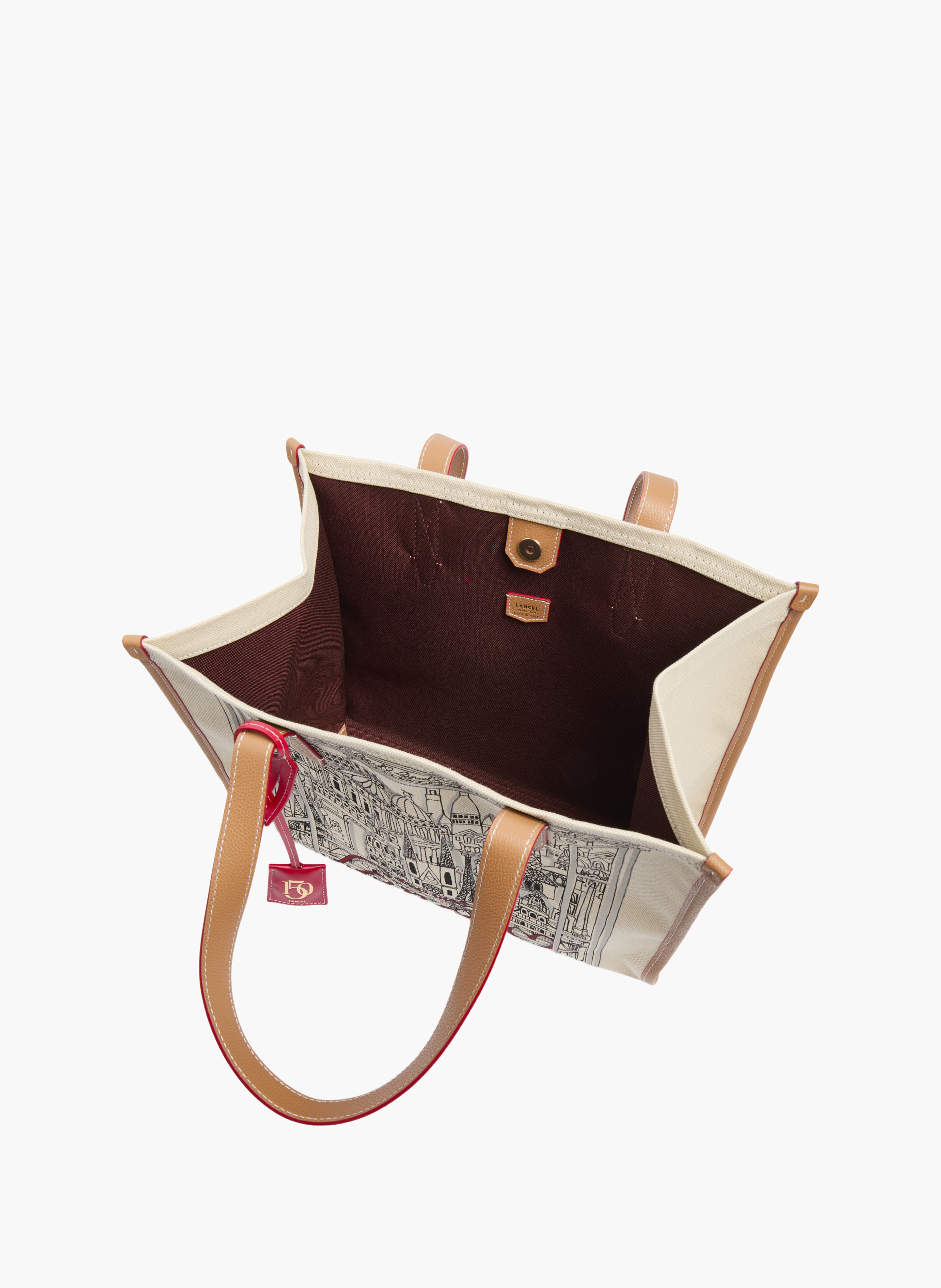 Sac cabas capsule lancel 150y en animation toile 150y : toile texturee & cuir de vachette lisse LANCEL Multicolore