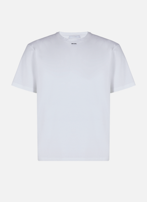 Gerades T-Shirt aus Stretch-Baumwolle WeißPRADA 