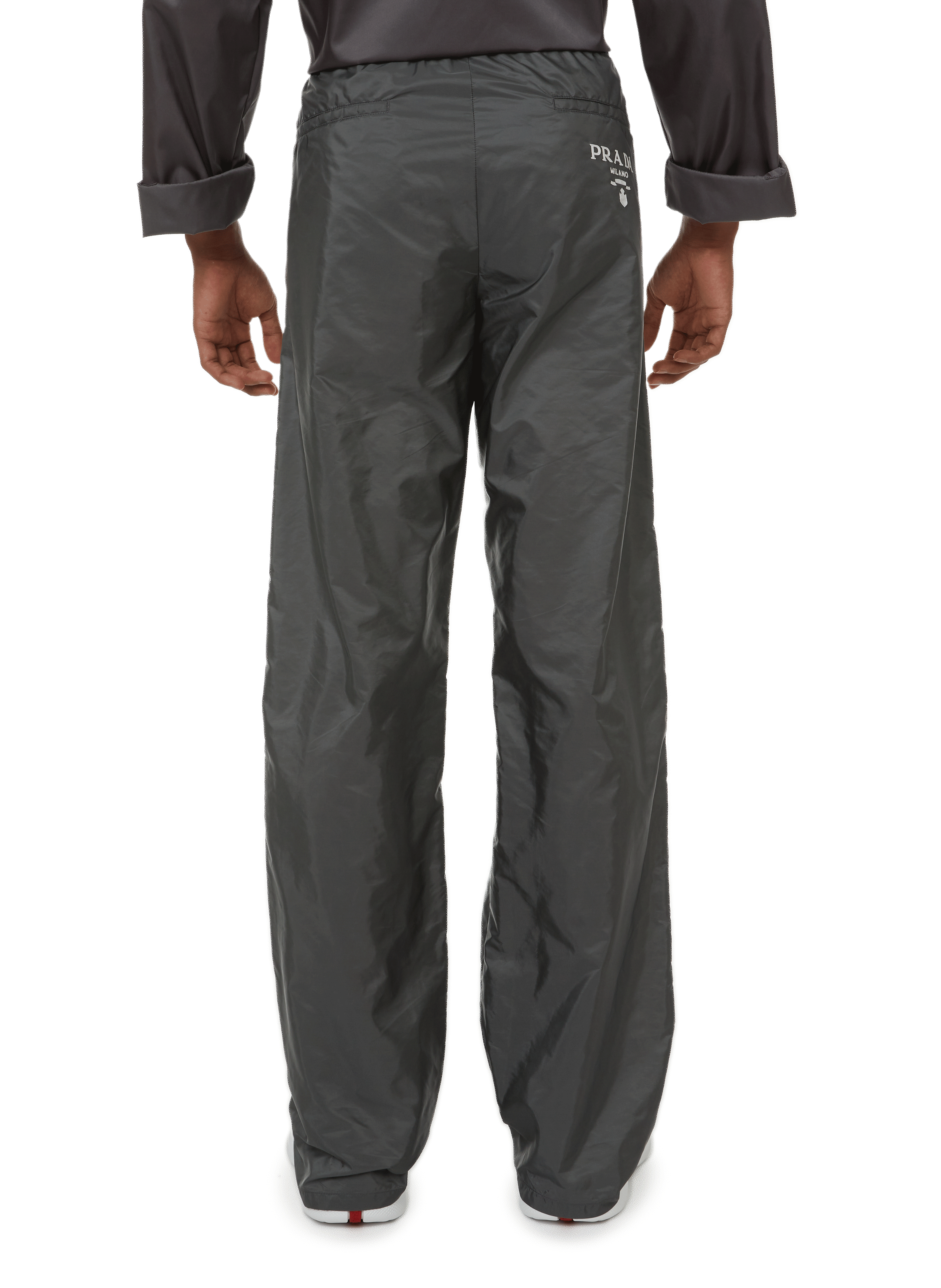 Satin-effect relaxed trousers PRADA Grey