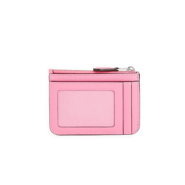 Coach Leather Card Holder In Pink
