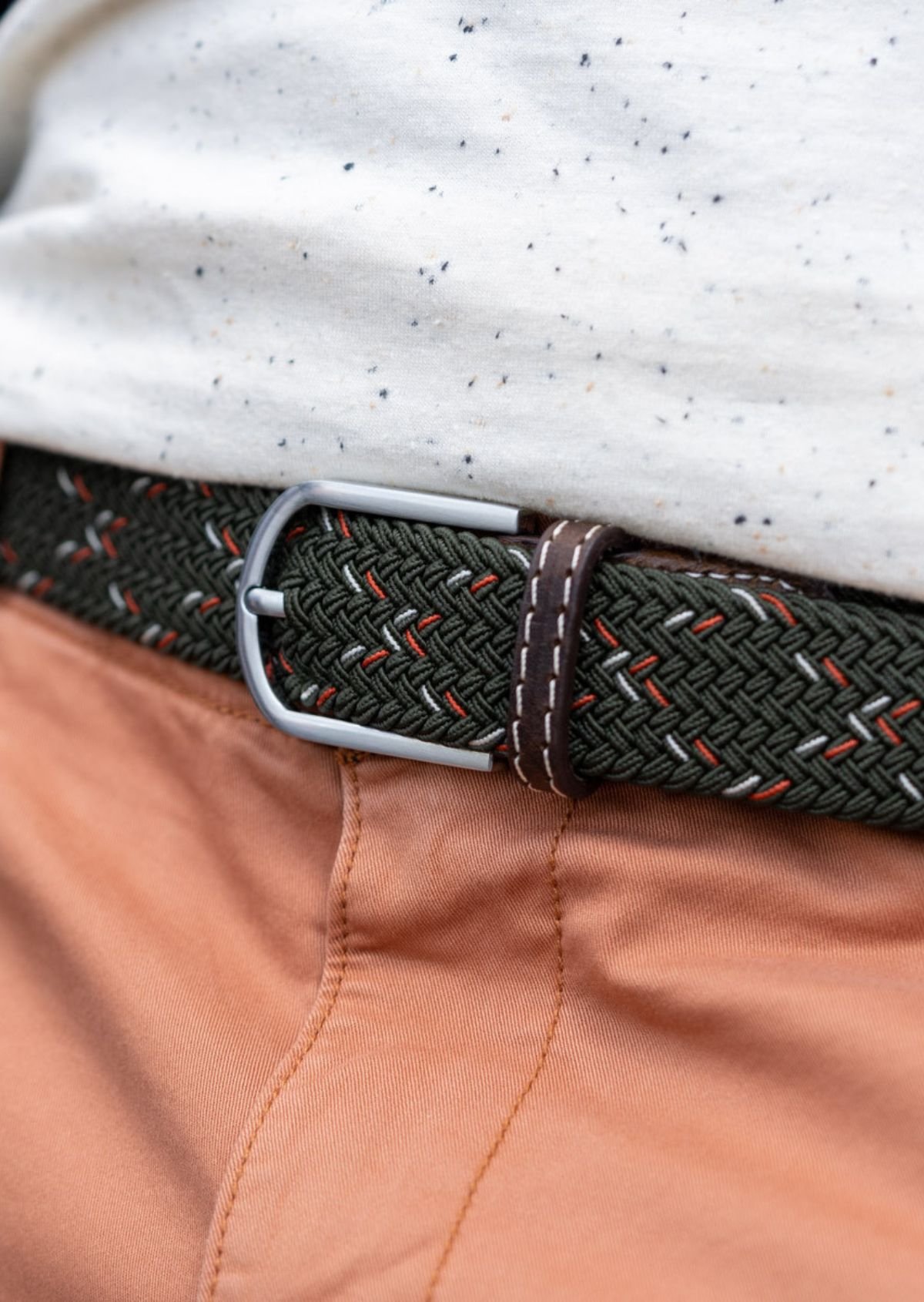 Ceinture tressée élastique multicolore BILLYBELT Vert