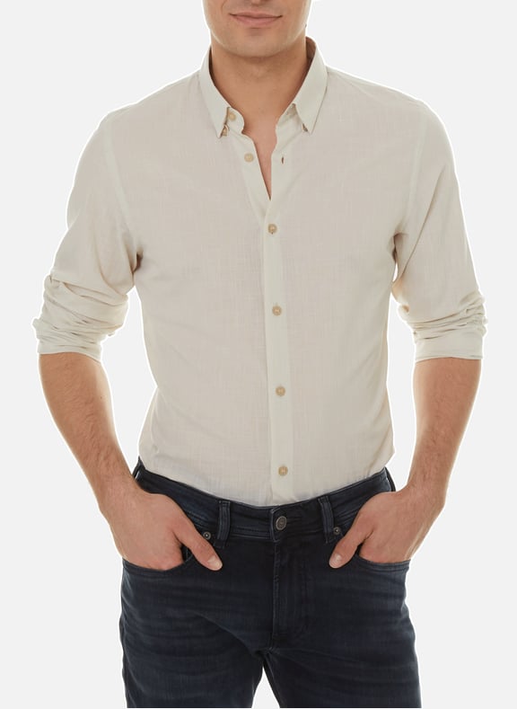 Cotton and wool-blend shirt Beige by JAGVI RIVE GAUCHE JAGVI RIVE GAUCHE Cotton and wool-blend shirt Beige