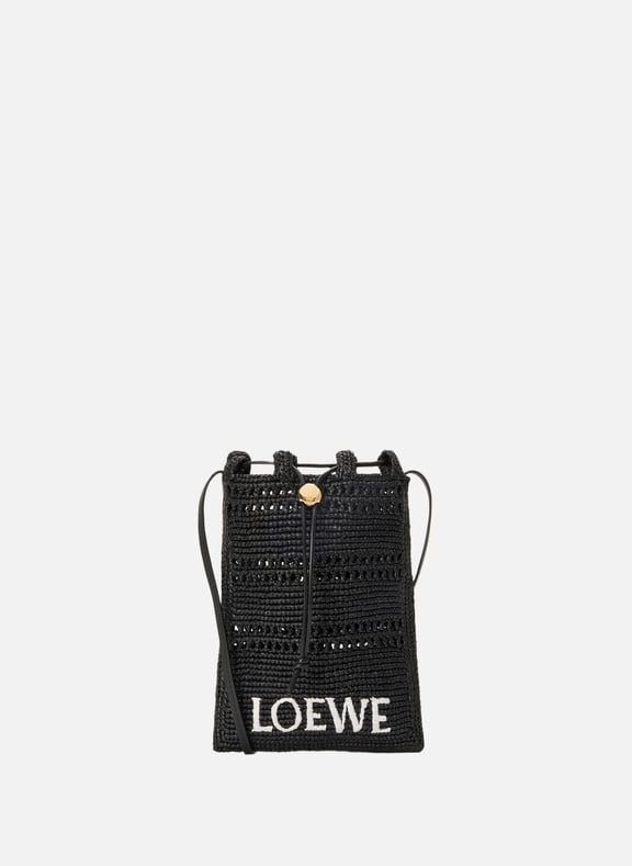 Raffia Drawstring Pouch Black by LOEWE LOEWE Raffia Drawstring Pouch Black